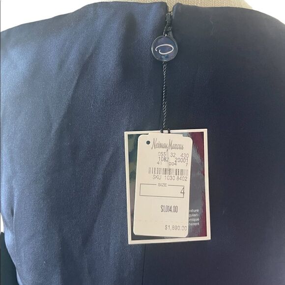 Oscar de la Renta | NWT Navy Blue Silk Sheath Dress Size 4 - Picture 7 of 12